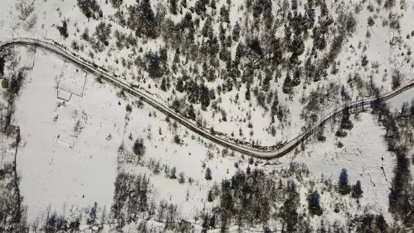 Küre Dağları Milli Parkı'nda kar güzelliği havadan görüntülendi Küre Dağları Milli Parkı'nda kar güzelliği havadan görüntülendi
