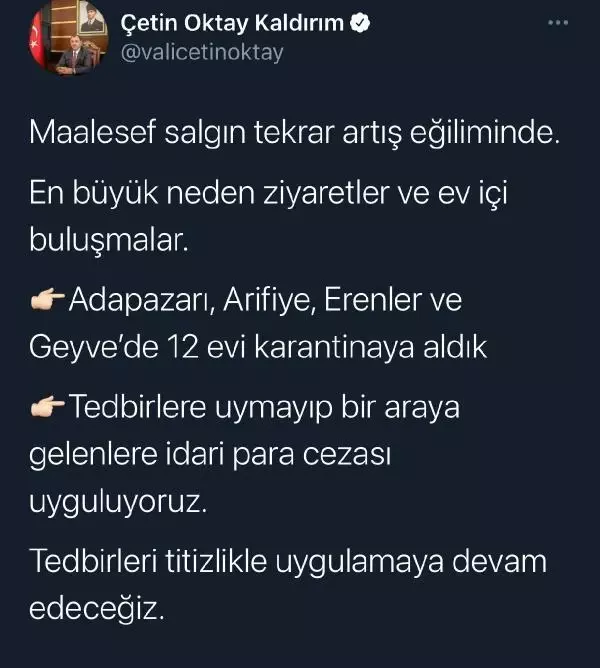 Sakarya'da 7 evde yaşayan 33 kişi karantinaya alındı (2) Sakarya'da 7 evde yaşayan 33 kişi karantinaya alındı (2)