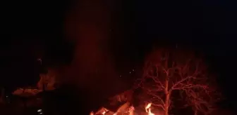 Trabzon'da tek katlı ev ile samanlıkta yangın