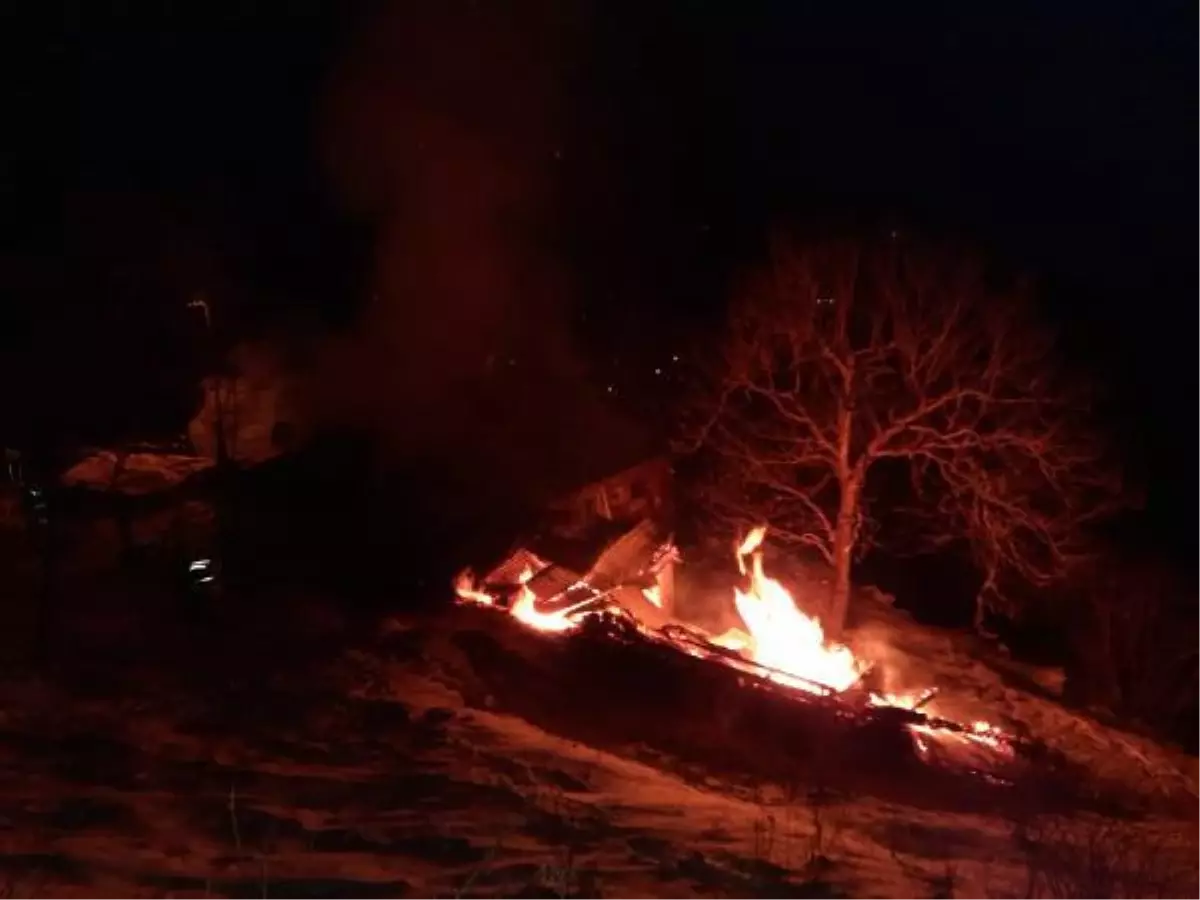 Trabzon'da tek katlı ev ile samanlıkta yangın