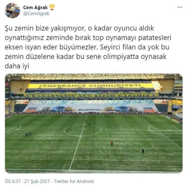 Supporters of Ülker Stadium's broken ground revolted on social media Supporters of Ülker Stadium's broken ground revolted on social media