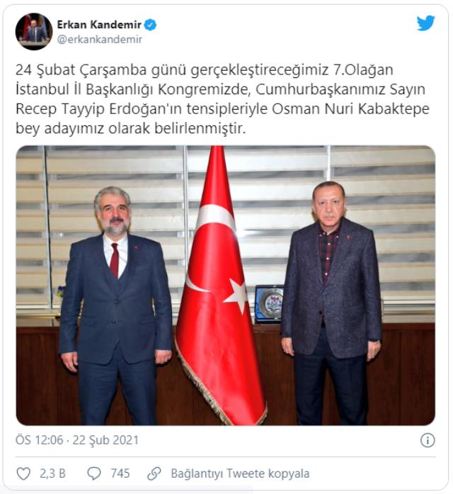 ak parti istanbul il baskani adayi eski saadet partisi genclik kollari baskani osman nuri kabaktepe oldu