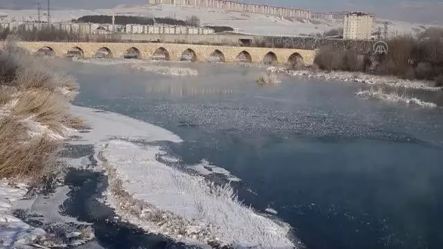Kızılırmak Nehri kısmen buz tuttu Kızılırmak Nehri kısmen buz tuttu