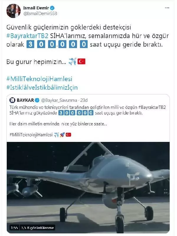 Türk SİHA'ları, 300 bin saat uçuşu geride bıraktı Türk SİHA'ları, 300 bin saat uçuşu geride bıraktı