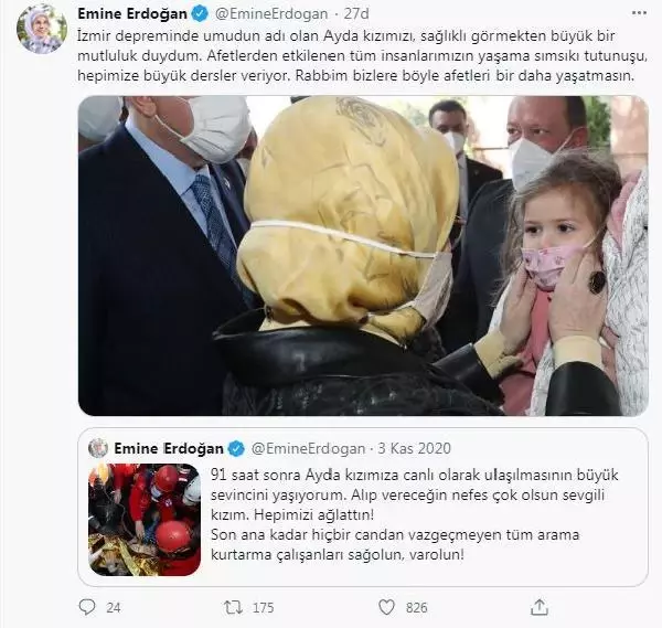 Emine Erdoğan'dan 'Ayda' paylaşımı Emine Erdoğan'dan 'Ayda' paylaşımı