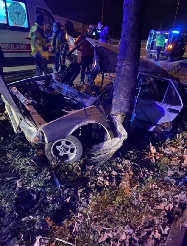 Otomobil ağaca çarptı; anne- baba öldü, 4 çocuk yaralandı Otomobil ağaca çarptı; anne- baba öldü, 4 çocuk yaralandı