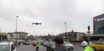 Üsküdar'da trafikte ihlal yapanlar dron ile yakalandı