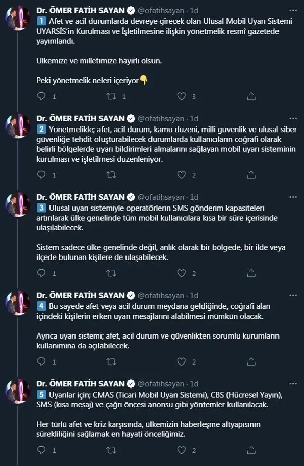 Afet ve acil durumlarda vatandaşa erken uyarı mesajı gönderecek Ulusal Mobil Uyarı Sistemi kuruluyor