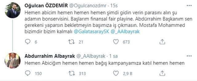 Abdurrahim Albayrak responded on social media to the fan who wanted Mohamed's testimonial to be taken immediately