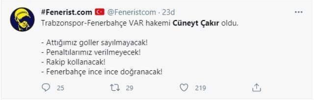 Fenerbahçe-Trabzonspor maçının VAR hakemi Cüneyt Çakır oldu Fenerbahçe-Trabzonspor maçının VAR hakemi Cüneyt Çakır oldu