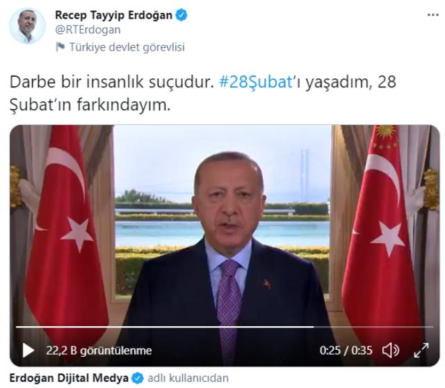 Son Dakika! Cumhurbaşkanı Erdoğan: Darbe bir insanlık suçudur. 28 Şubat'ı yaşadım, okuduğum şiir nedeniyle siyasi hayatım bitirilmek istendi