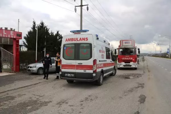 Yangını söndürmek isterken dumandan etkilendi Yangını söndürmek isterken dumandan etkilendi