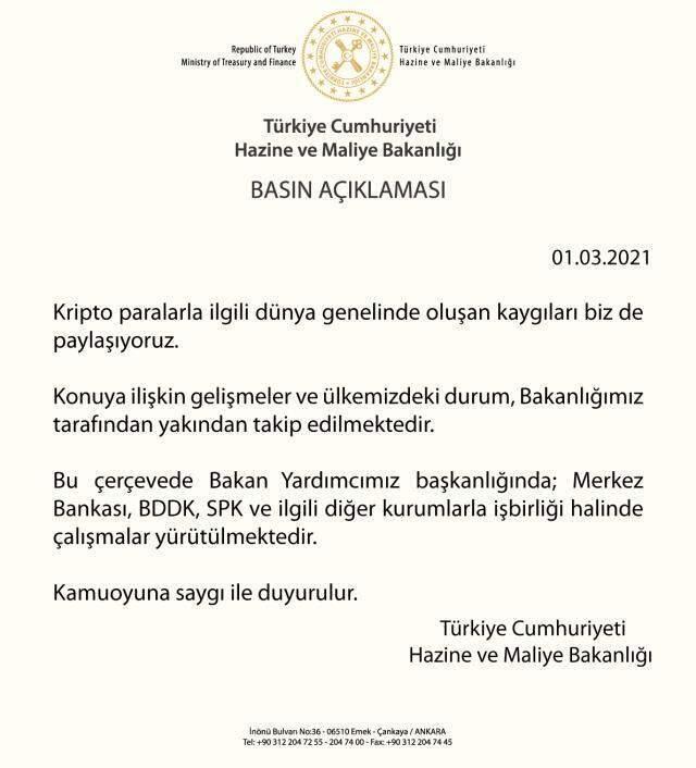 Hazine ve Maliye Bakanlığı'ndan kripto para açıklaması: Gelişmeleri takip ediyoruz Hazine ve Maliye Bakanlığı'ndan kripto para açıklaması: Gelişmeleri takip ediyoruz