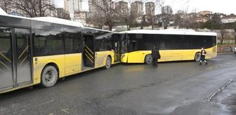 Başakşehir'de İETT otobüsleri kafa kafaya çarpıştı