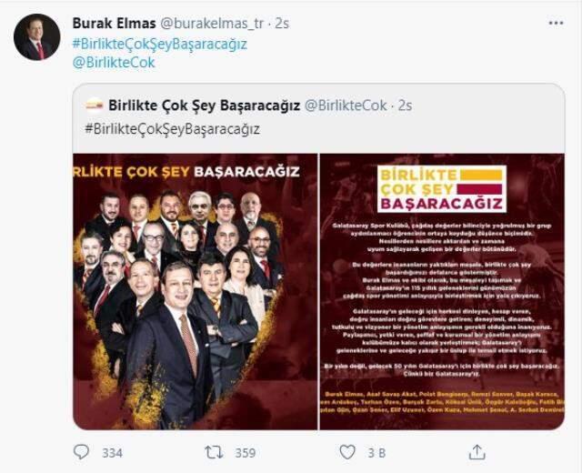 Galatasaray presidential candidate Burak Elmas announced his team with the slogan 'We will achieve a lot together'