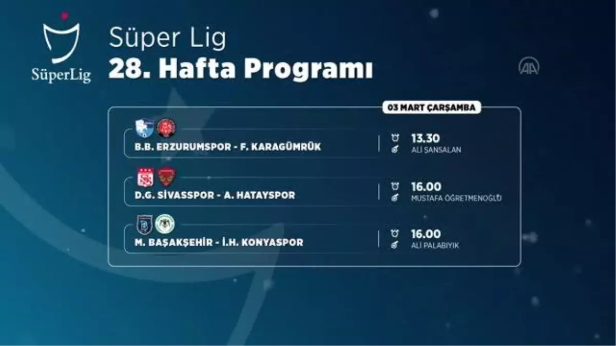 (VİDEO-GRAFİK) Süper Lig'de 28. haftanın programı