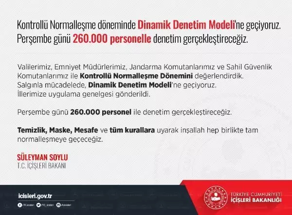 Bakan Soylu: Dinamik denetim modeline geçiyoruz Bakan Soylu: Dinamik denetim modeline geçiyoruz
