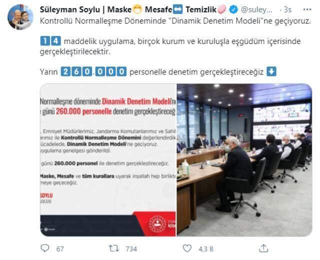 İçişleri Bakanlığından 81 ile korona tedbirlerine yönelik 'Dinamik Denetim Süreci' konulu genelge gönderildi