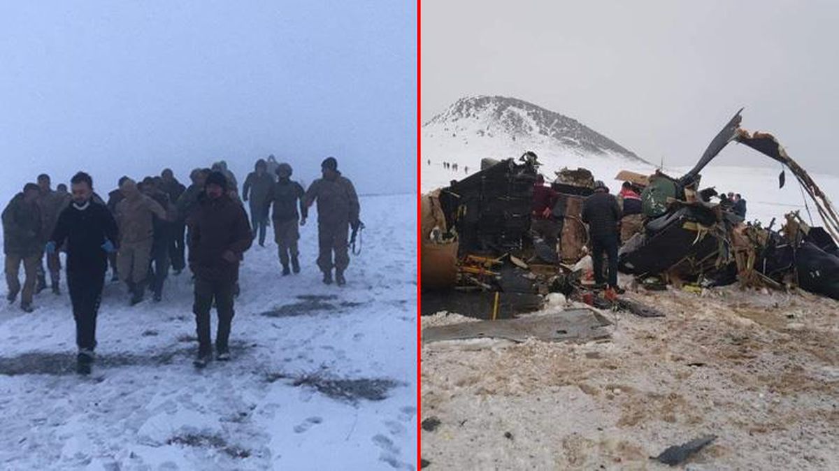 11 askerimizin şehit olduğu helikopter kazasının olay yerinden ilk görüntüler