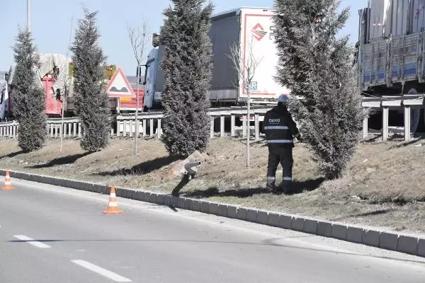 KÜTAHYA Kopan teli TIR'a takılan elektrik direği otomobilin üzerine devrildi KÜTAHYA Kopan teli TIR'a takılan elektrik direği otomobilin üzerine devrildi