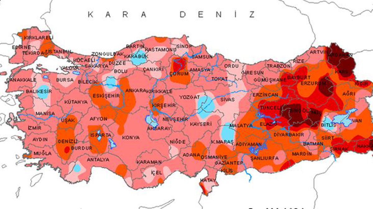 Meteoroloji harita paylaşarak tehlikeye dikkat çekti: Bazı bölgelerdeki yağış düşüşü yüzde 80'i aştı