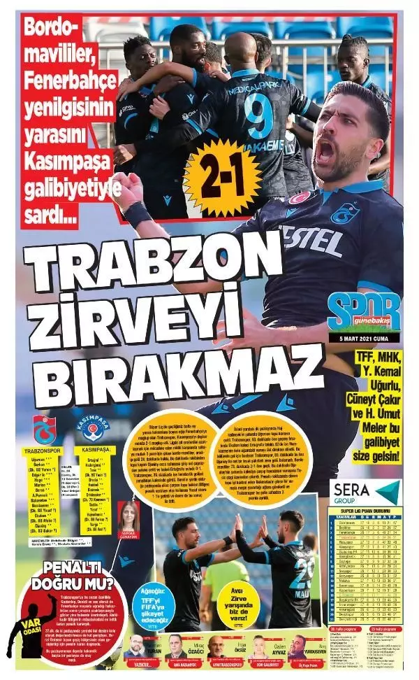 Yerel basından Trabzonspor'a övgü Yerel basından Trabzonspor'a övgü