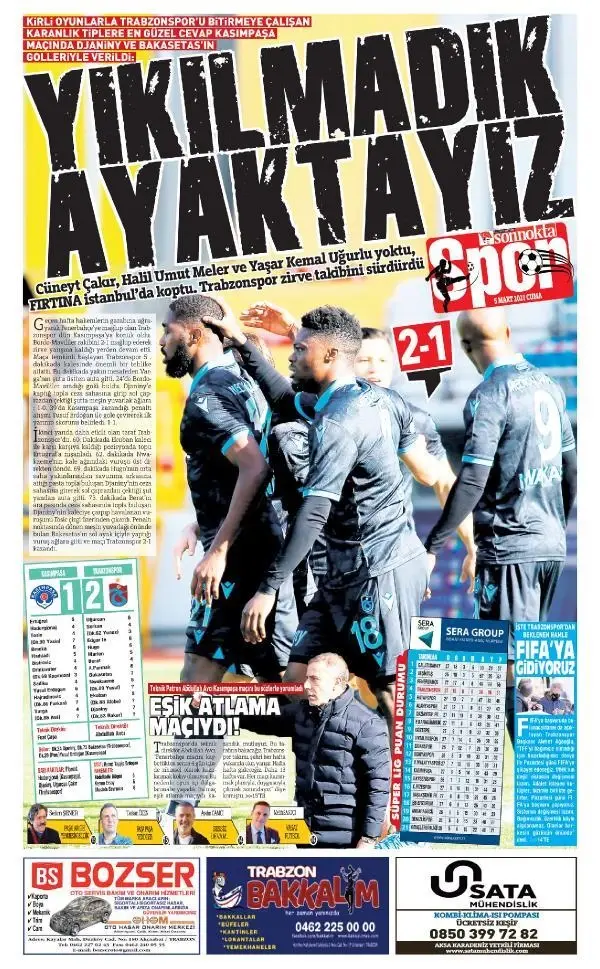 Yerel basından Trabzonspor'a övgü Yerel basından Trabzonspor'a övgü