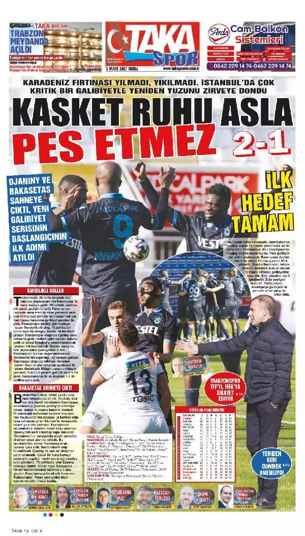 Yerel basından Trabzonspor'a övgü Yerel basından Trabzonspor'a övgü