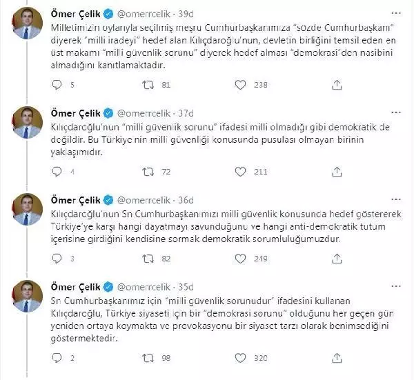 AK Parti Sözcüsü Çelik, Kılıçdaroğlu'nun Cumhurbaşkanı Erdoğan'a yönelik sözlerine yanıt verdi Açıklaması AK Parti Sözcüsü Çelik, Kılıçdaroğlu'nun Cumhurbaşkanı Erdoğan'a yönelik sözlerine yanıt verdi Açıklaması