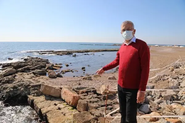 MERSİN Deniz çekildi antik liman ortaya çıktı MERSİN Deniz çekildi antik liman ortaya çıktı