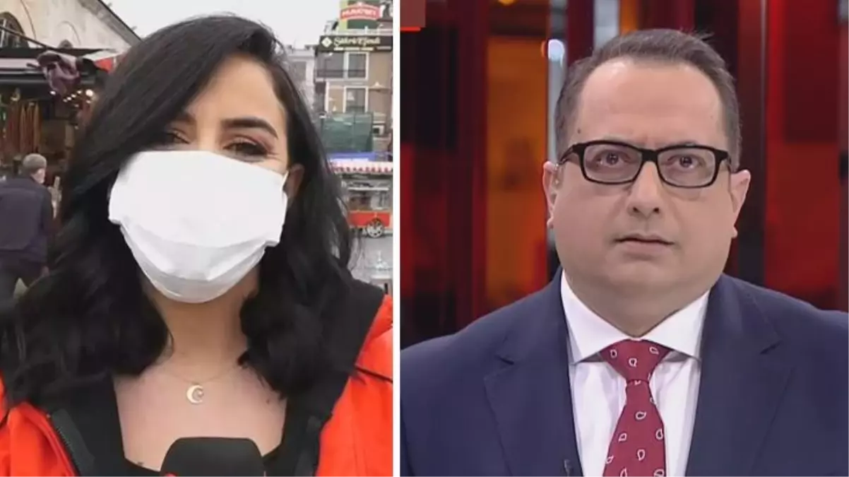 Eminönü'ndeki yoğunluğu anlatan muhabire canlı yayında küfür! Apar topar yayından çıktılar