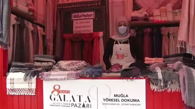 Kadınların el emeği ürünleri Galata Pazarı'nda satılıyor