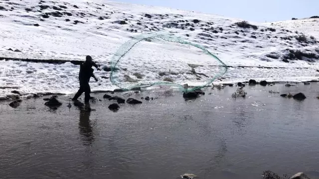 Kars'ta çözülen buzlar balıkçılara yaradı Kars'ta çözülen buzlar balıkçılara yaradı