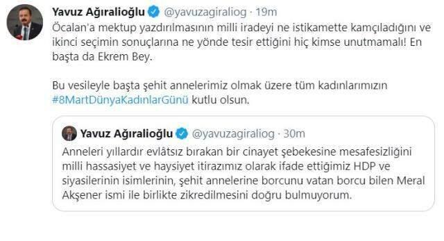 İmamoğlu'nun Kadınlar Günü paylaşımı İYİ Partili Ağıralioğlu'nun kızdırdı İmamoğlu'nun Kadınlar Günü paylaşımı İYİ Partili Ağıralioğlu'nun kızdırdı