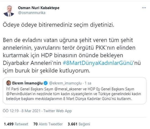İmamoğlu'nun Kadınlar Günü paylaşımı İYİ Partili Ağıralioğlu'nu kızdırdı İmamoğlu'nun Kadınlar Günü paylaşımı İYİ Partili Ağıralioğlu'nu kızdırdı