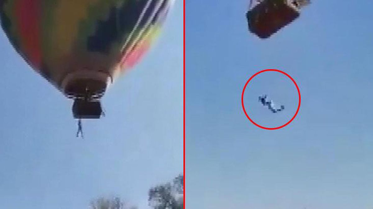 Balon turu yapan şahıs metrelerce yükseklikte dengesini kaybetti! Korku dolu anlar kamerada