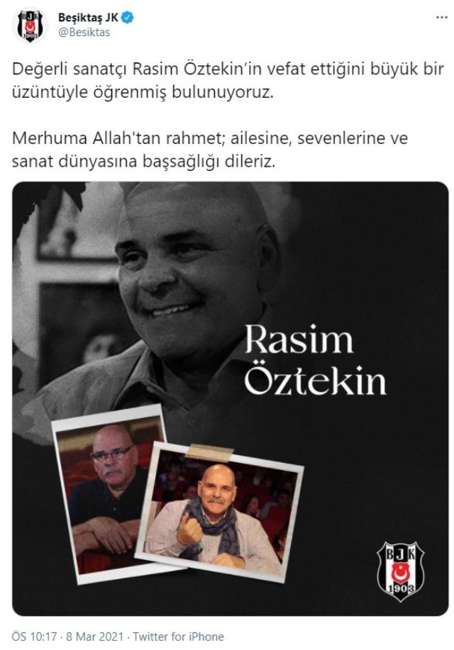After the death of the master artist Rasim Öztekin, condolence messages came from the sports world