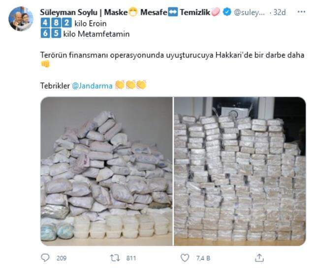 Hakkari'de terörün finansman kaynağına büyük darbe: 482 kilo eroin, 65 kilo da metamfetamin ele geçirildi