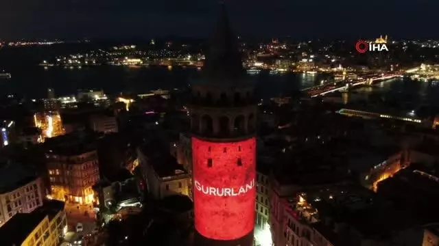 İstiklal Marşı'nın 100. yılına özel Galata Kulesinde video mapping gösterisi İstiklal Marşı'nın 100. yılına özel Galata Kulesinde video mapping gösterisi