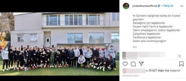Belhanda, sosyal medyadan yaptığı paylaşımla takım arkadaşları ve teknik ekibe veda etti Belhanda, sosyal medyadan yaptığı paylaşımla takım arkadaşları ve teknik ekibe veda etti