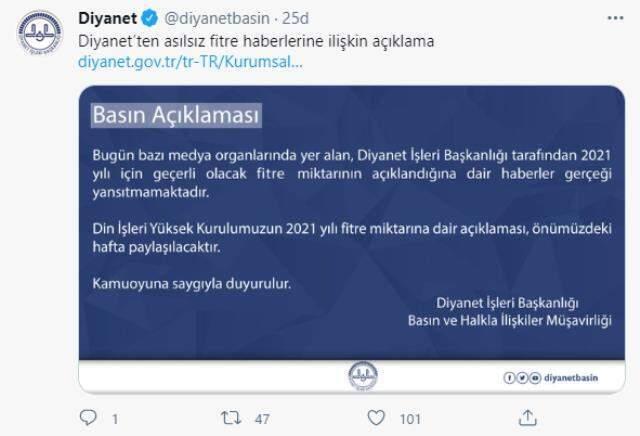 Diyanet, 2021 yılı fitre miktarına ilişkin haberleri yalanladı: Resmi açıklama önümüzdeki hafta yapılacak