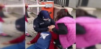 Hamile kadının yardımına polis yetişti