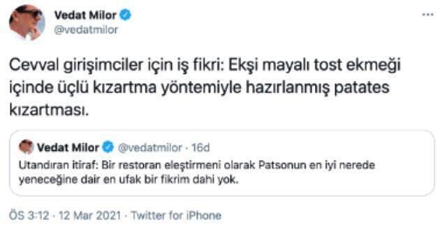 Vedat Milor'dan utandıran patso itirafı Vedat Milor'dan utandıran patso itirafı