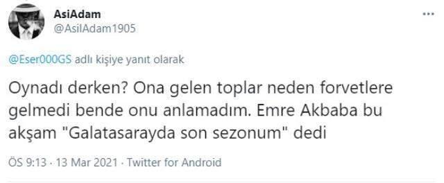 Emre Akbaba'nın performansı Galatasaraylı taraftarlardan tepki gördü Emre Akbaba'nın performansı Galatasaraylı taraftarlardan tepki gördü
