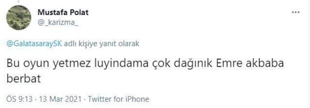Emre Akbaba'nın performansı Galatasaraylı taraftarlardan tepki gördü Emre Akbaba'nın performansı Galatasaraylı taraftarlardan tepki gördü