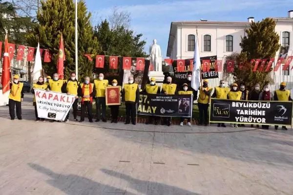 Tekirdağ'dan Çanakkale'ye 57'nci Alay yürüyüşü başladı Tekirdağ'dan Çanakkale'ye 57'nci Alay yürüyüşü başladı