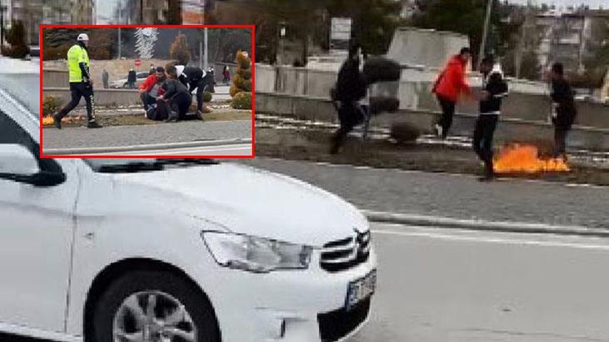 Benzinle kendini yakmaya çalışan şahsı çevredeki vatandaşlar kurtardı