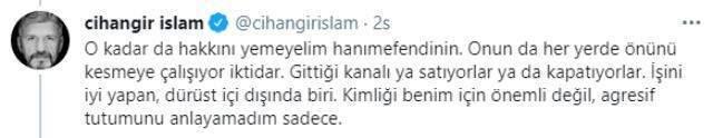 Cihangir İslam, Nevşin Mengü'ye kızdı: Gazeteci değil de savcı gibi Cihangir İslam, Nevşin Mengü'ye kızdı: Gazeteci değil de savcı gibi
