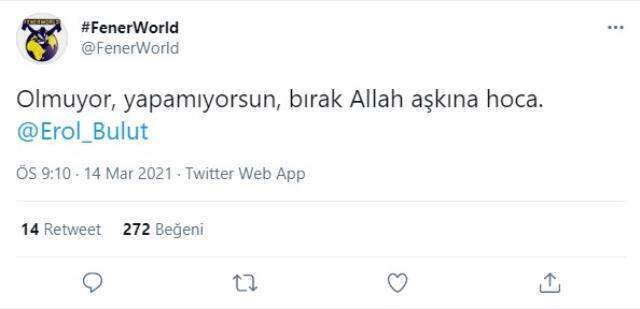 Fenerbahçe taraftarı, sosyal medyada Erol Bulut'u istifaya davet etti