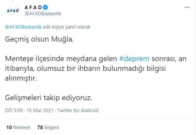 Muğla'da 4,2 büyüklüğünde deprem Muğla'da 4,2 büyüklüğünde deprem